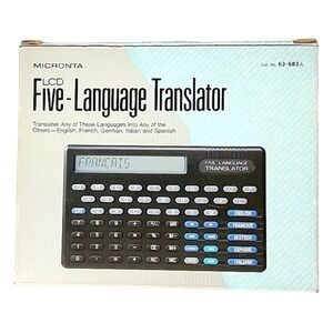 MICRONTA LCD FIVE-LANGUAGE TRANSLATOR 63-683A HANDHELD ELECTRONIC VINTAGE GOOD